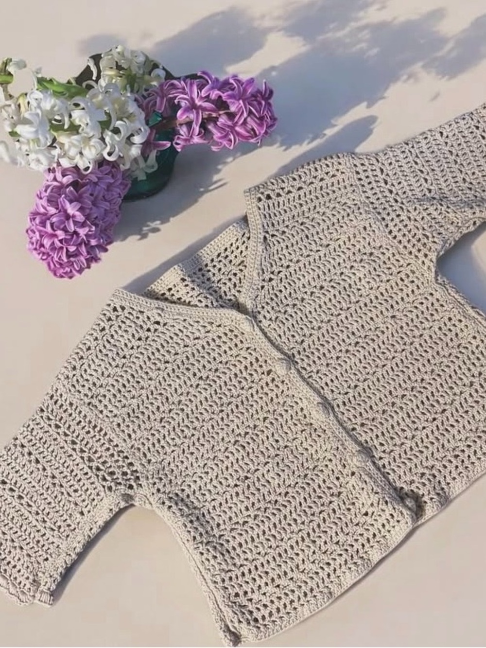 Light Beige Crocheted Women’s Cardigan Sweater